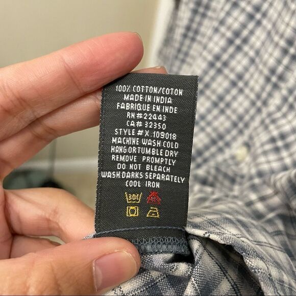 QUICKSILVER GRAY/BLUE CHECKERED BUTTON DOWN Longsleeve Shirt cotton XL‎ - Picture 5 of 7